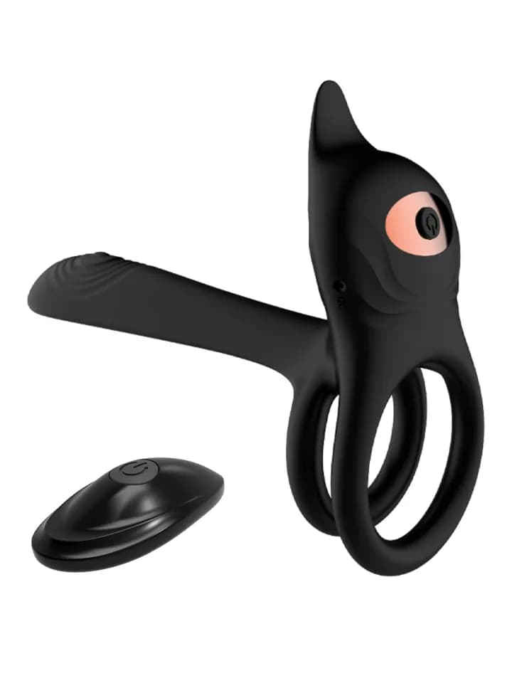 Double Vibrating 10 Functions Ring With Remote