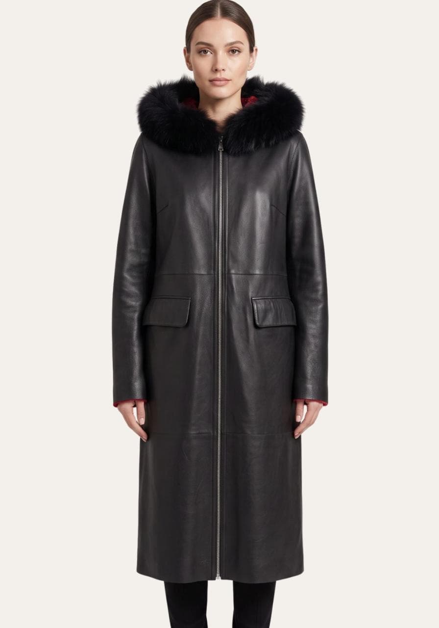 Shearling Lammfell Wendemantel - Zwei Looks in Schwarz un... - Größe: XL