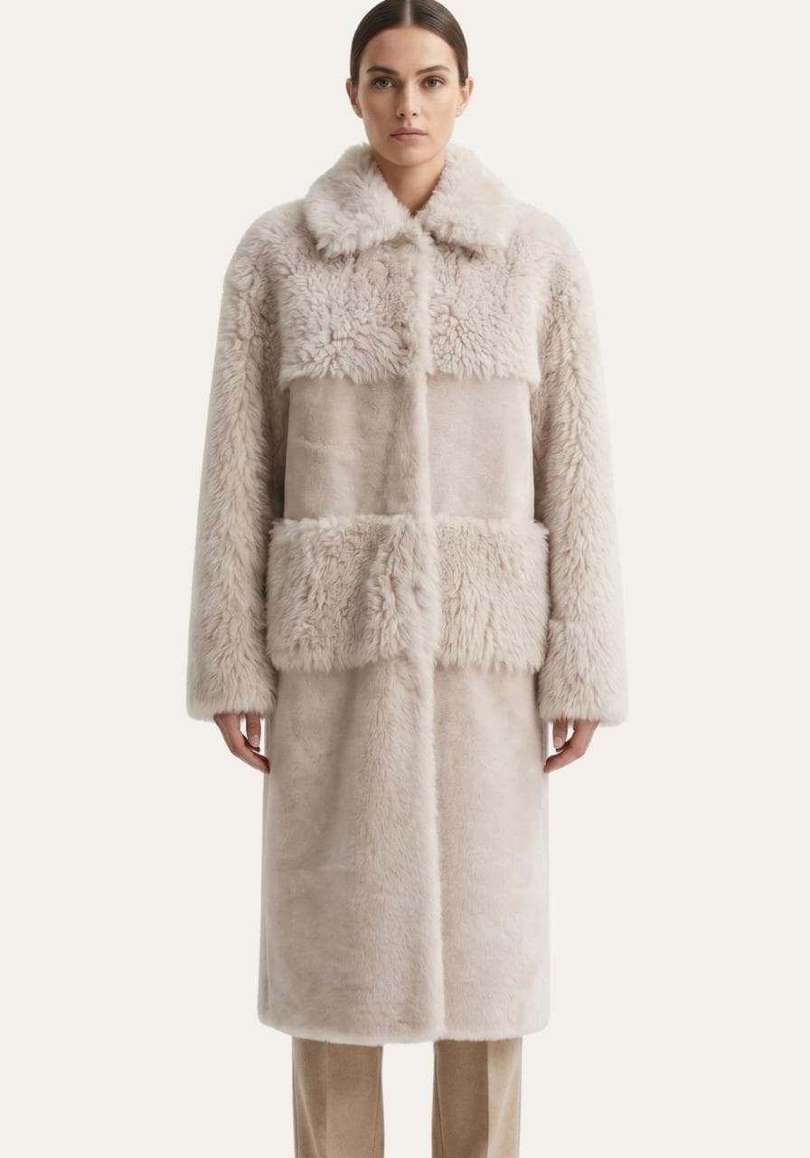 Shearling Lammfell Wendemantel Modell 1022 - Größe: M