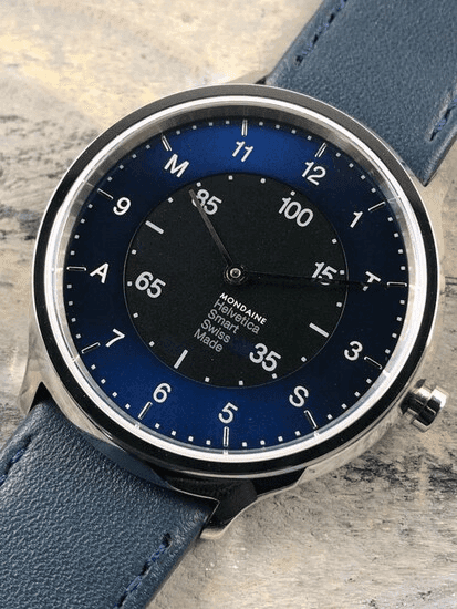 Mondaine Helvetica Unisex Smart Watch Navy Blue Leather MH1.R2S40.LD 40 MM