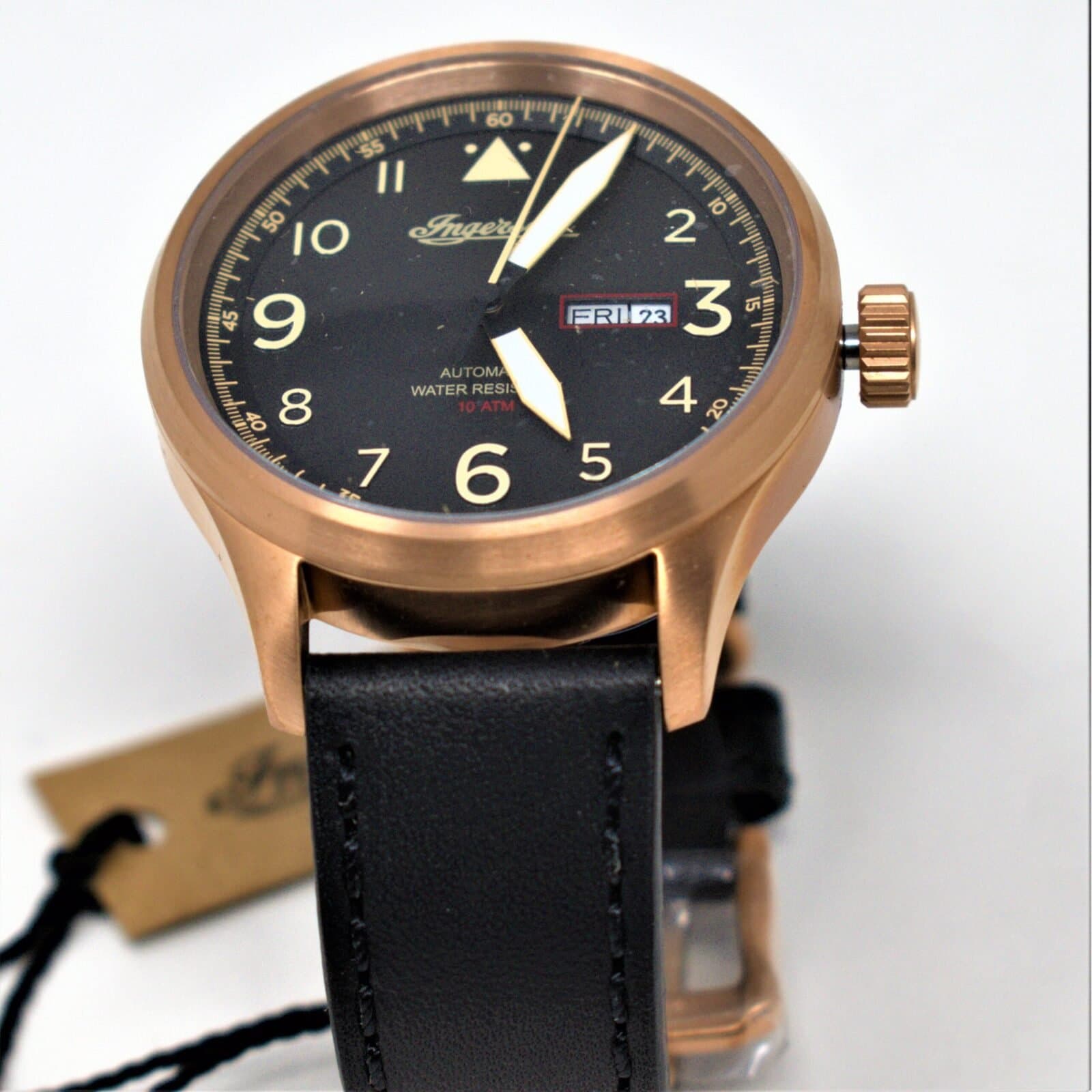 Ingersoll Men's The Bateman Automatic Watch with Black Dial and Black Leather Strap I01803