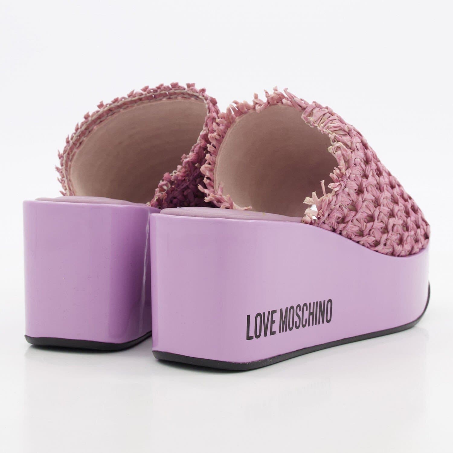 Moschino Lilac ZeppaQ80 Raffia Wedge Platform Sandals - UK5 (EU38/US7)