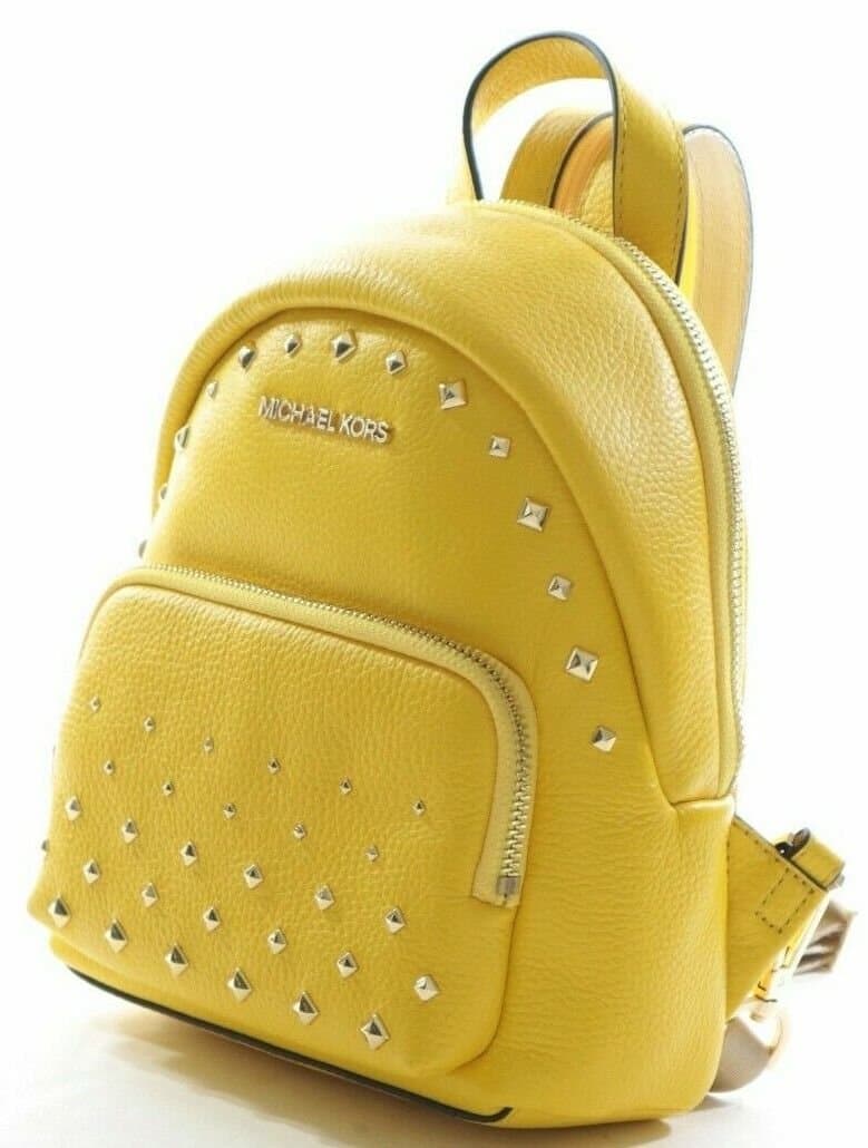 Michael Kors Erin Studded Small MINI Convertible Pebbled Leather Backpack Citrus