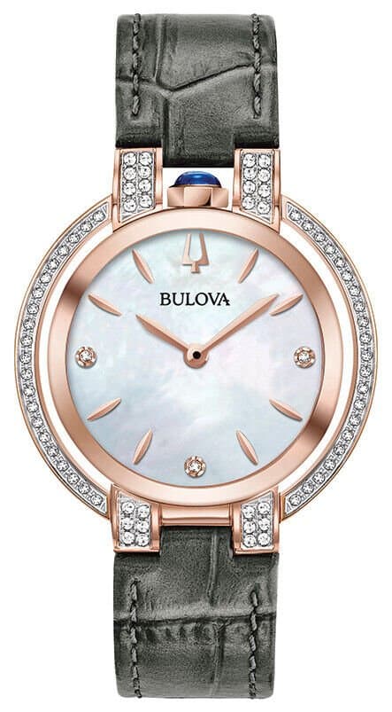 Bulova Rubaiyat Women's Quartz Diamond Accents Rose Gold Tone 35mm Watch 98R268