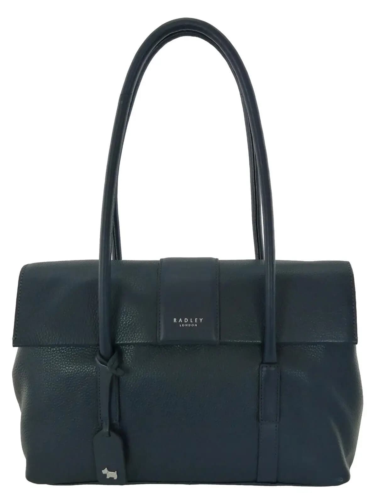 Radley Brompton Mews Flap Shoulder Leather Bag Dark Blue Flap Medium H6173401