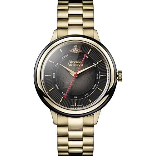 Vivienne Westwood Womens Black Dial Gold Stainless Steel Bracelet VV158BKGD
