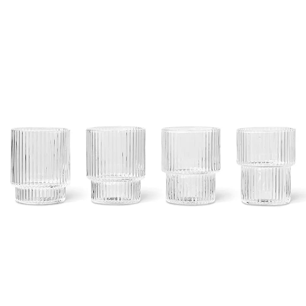 Ferm Living, Ripple Små glass 4-pakning - Clear