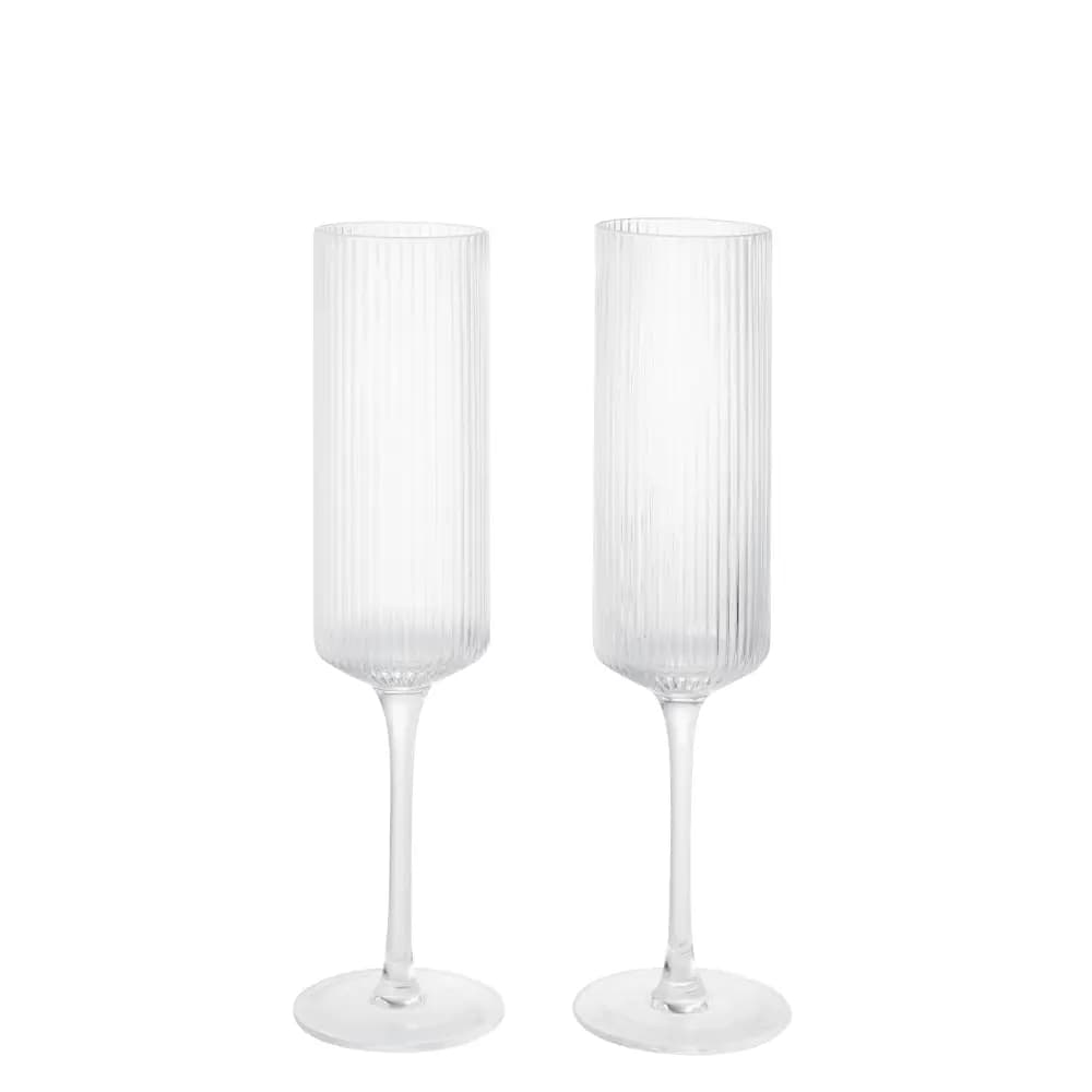 Ferm Living, Champagneglass 2-pack Ripple Clear