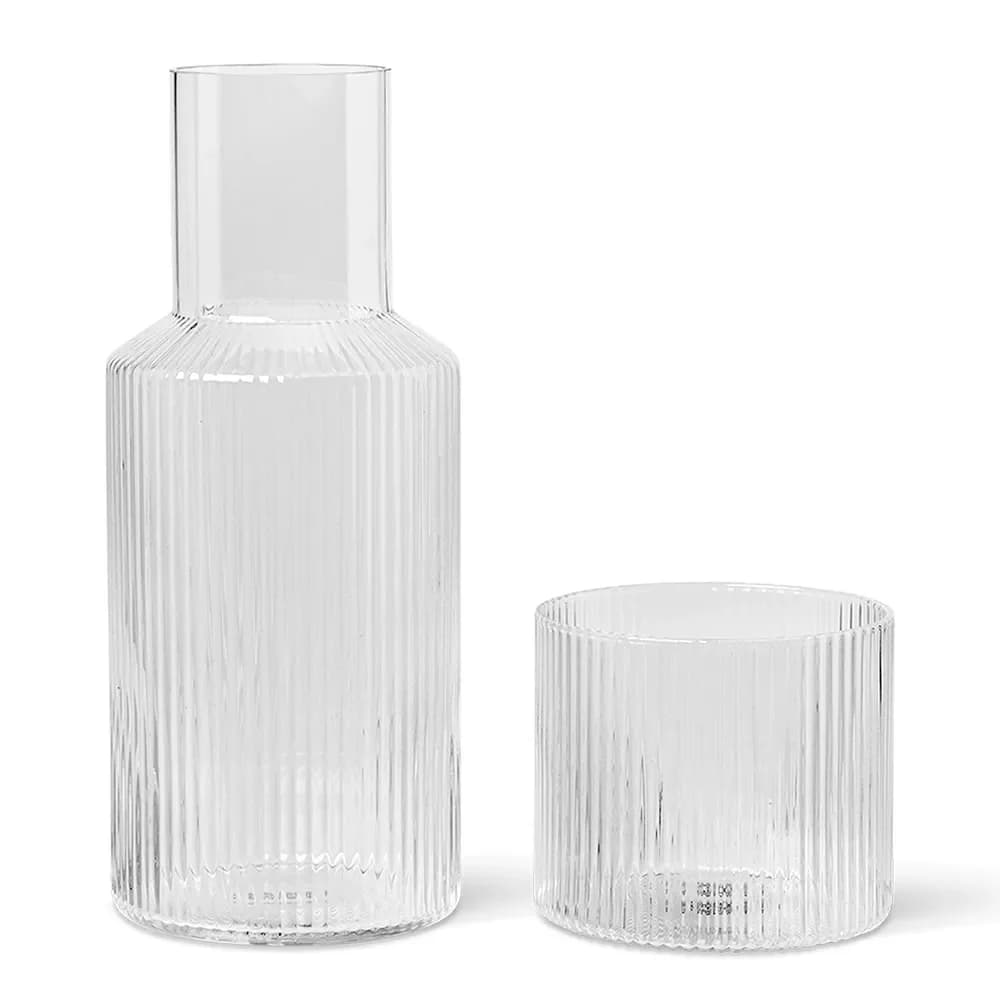 Ferm Living, Ripple Karaffel med glass - Clear