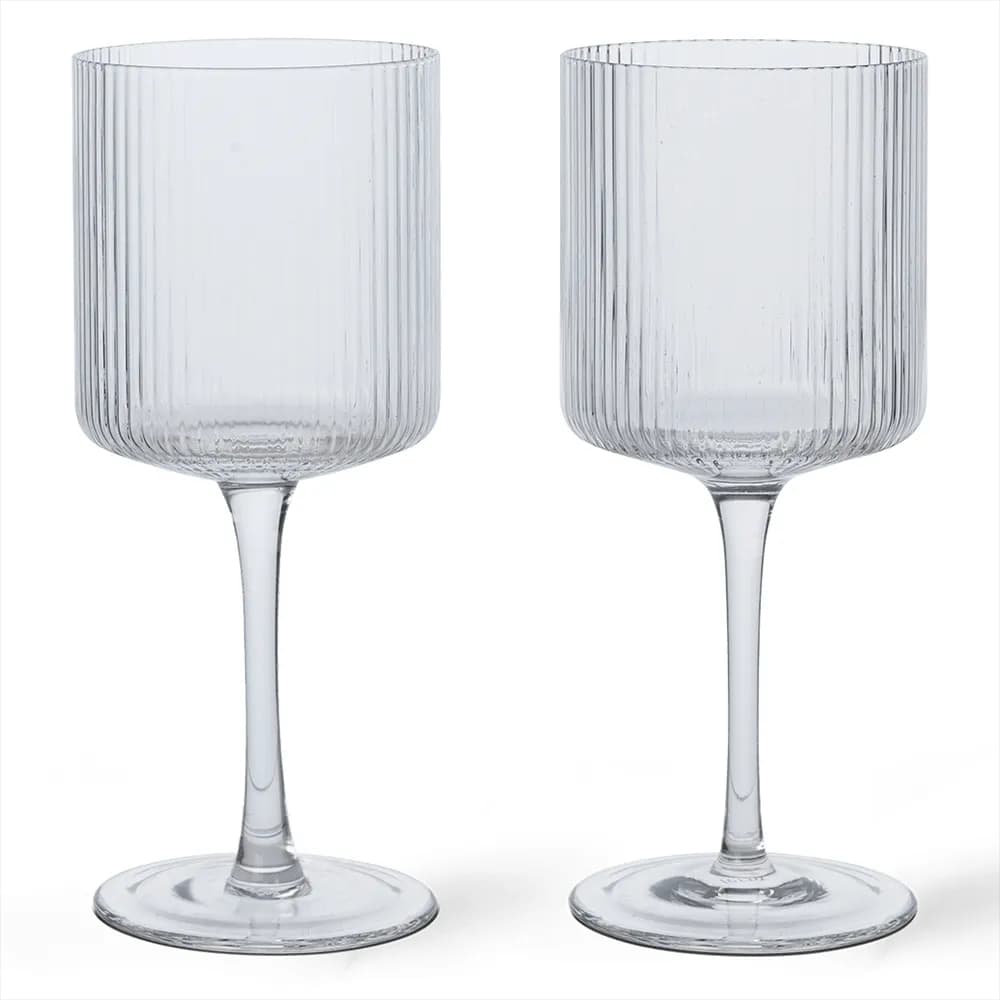 Ferm Living, Ripple Hvitvinsglass 2-pakning - Clear
