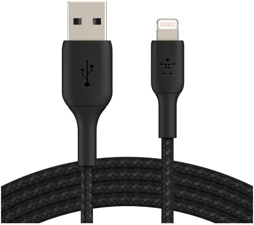 Belkin USB-A To Lightning Braided - Hvit 15 cm