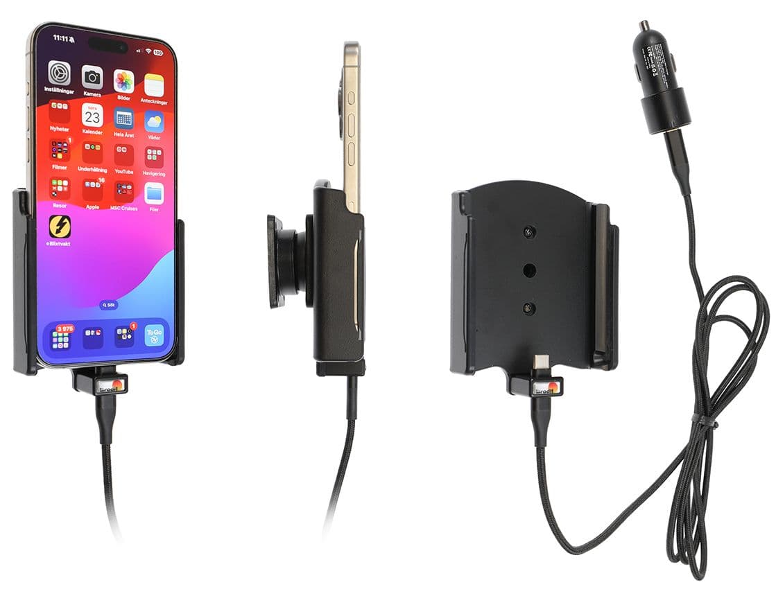 Brodit Aktiv holder med USB-C-lading 721375