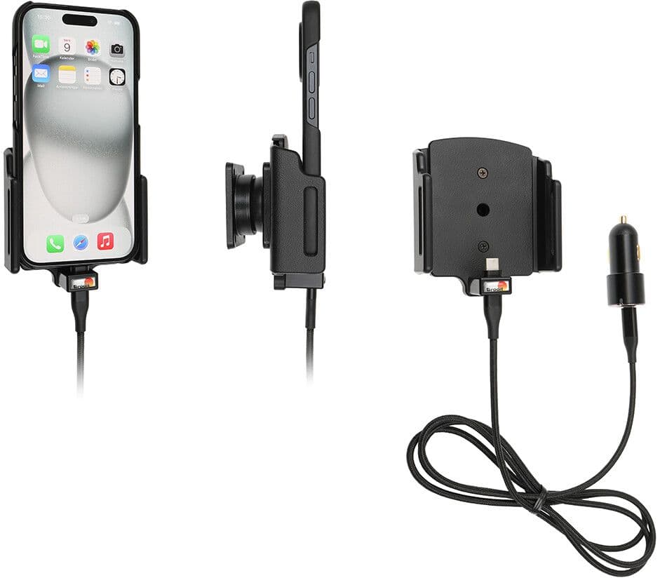 Brodit Aktiv holder med USB-kabel og sigarettenner-adapter 721370
