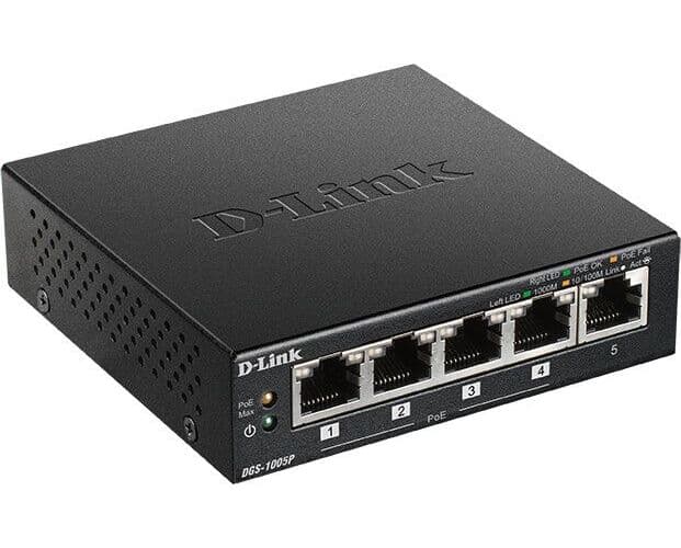 D-Link 5-ports desktop Gigabit PoE+-svitsj