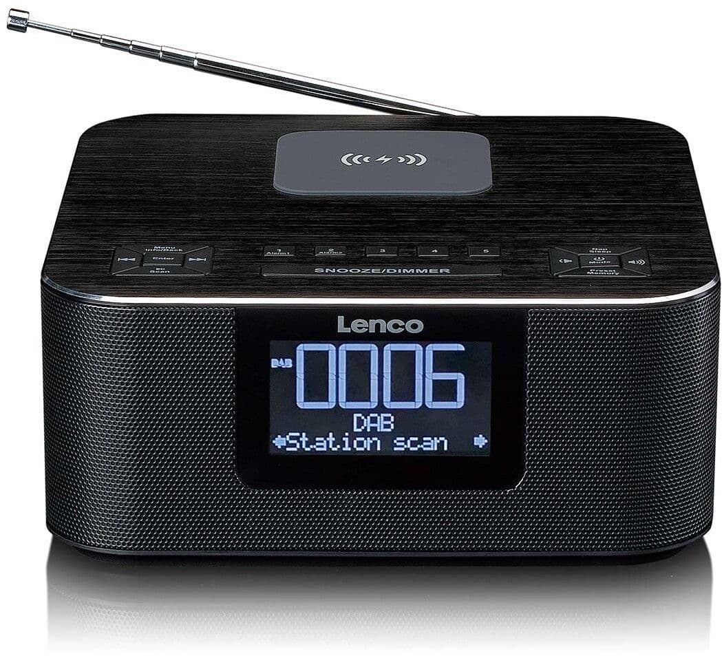 Lenco DAB+/ FM klokkeradio med Bluetooth og trådløs lading