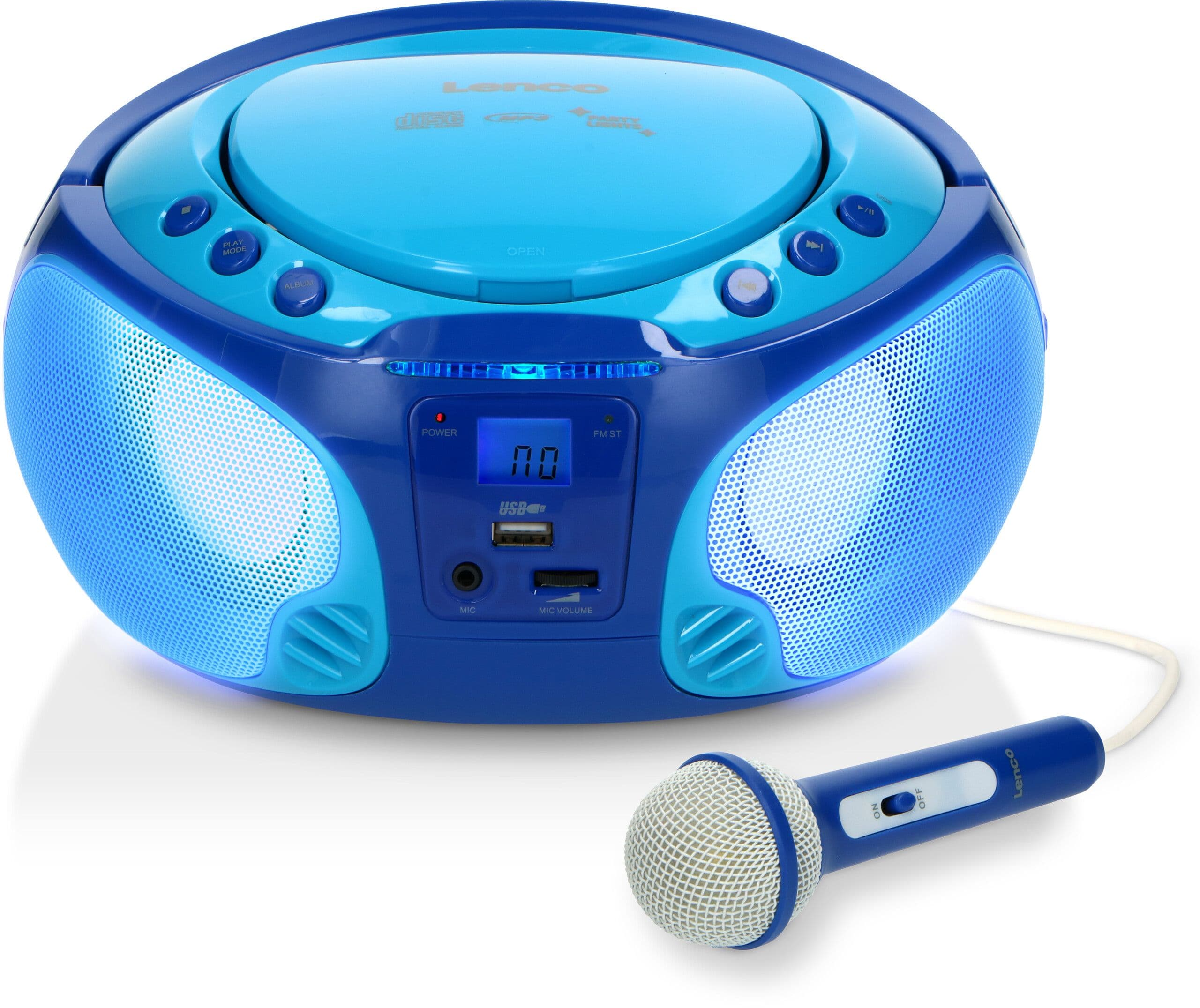 Lenco SCD-650 Karaokeradio med mikrofon og lyseffekter - Blå