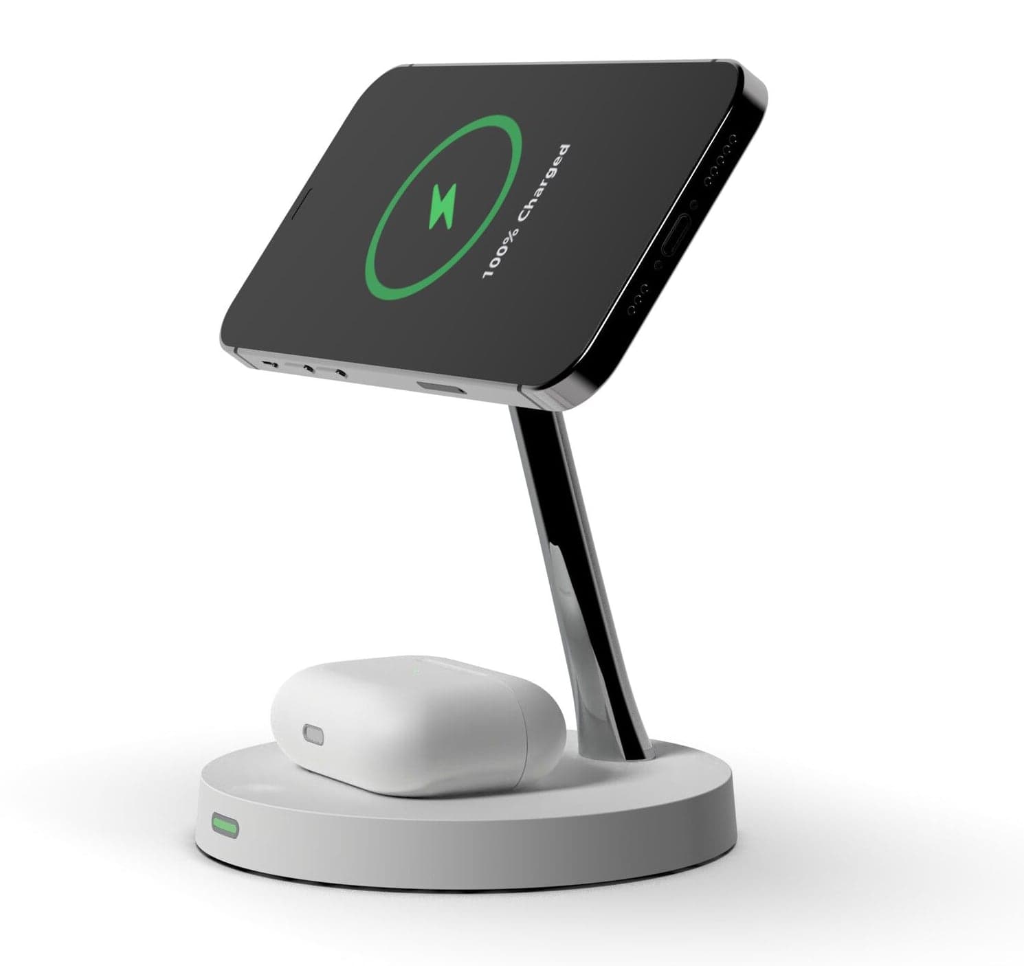 Moobio Trådløs Ladestasjon 2-i-1 10W med MagSafe og Nattlampe - Hvit