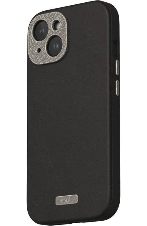Moshi Napa Deksel (iPhone 15) - skinnskall - vegansk skinn - Svart