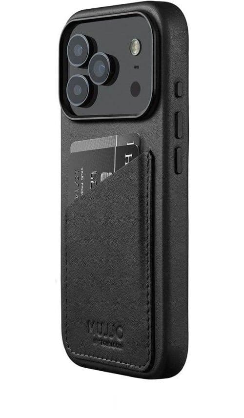 Mujjo Full Leather Wallet Case (iPhone 17 Pro) - Svart