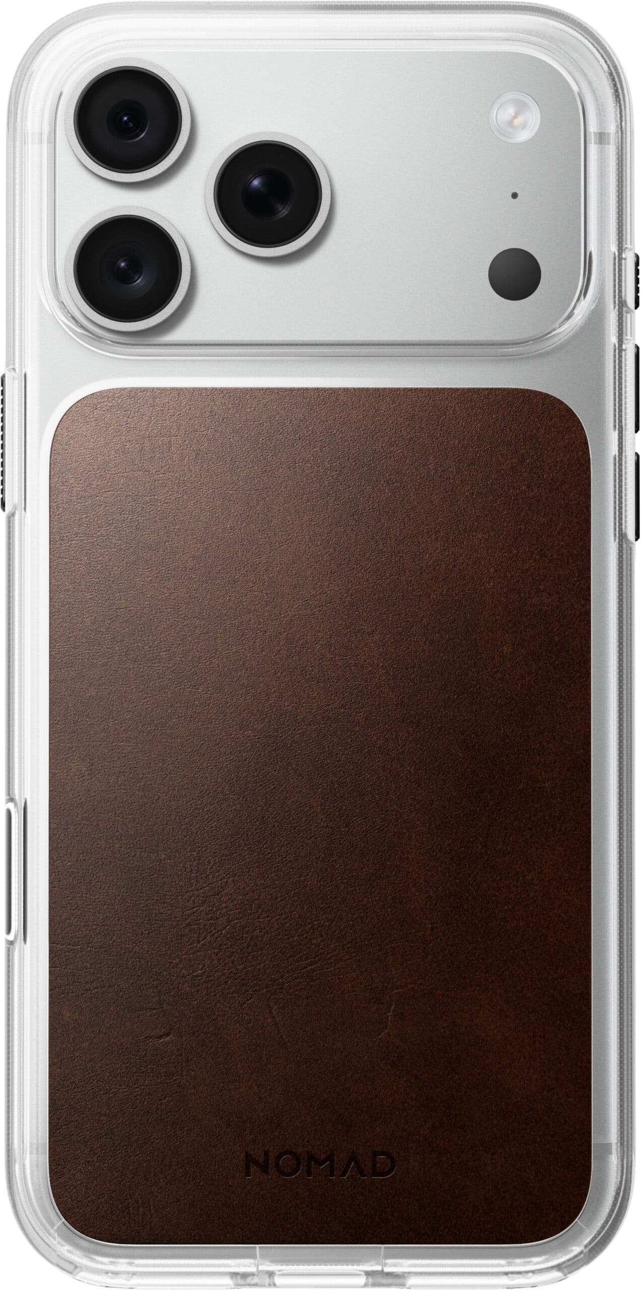 Nomad Clear Horween Leather Case (iPhone 17 Pro Max/18 Pro Max) - Mörkbrun