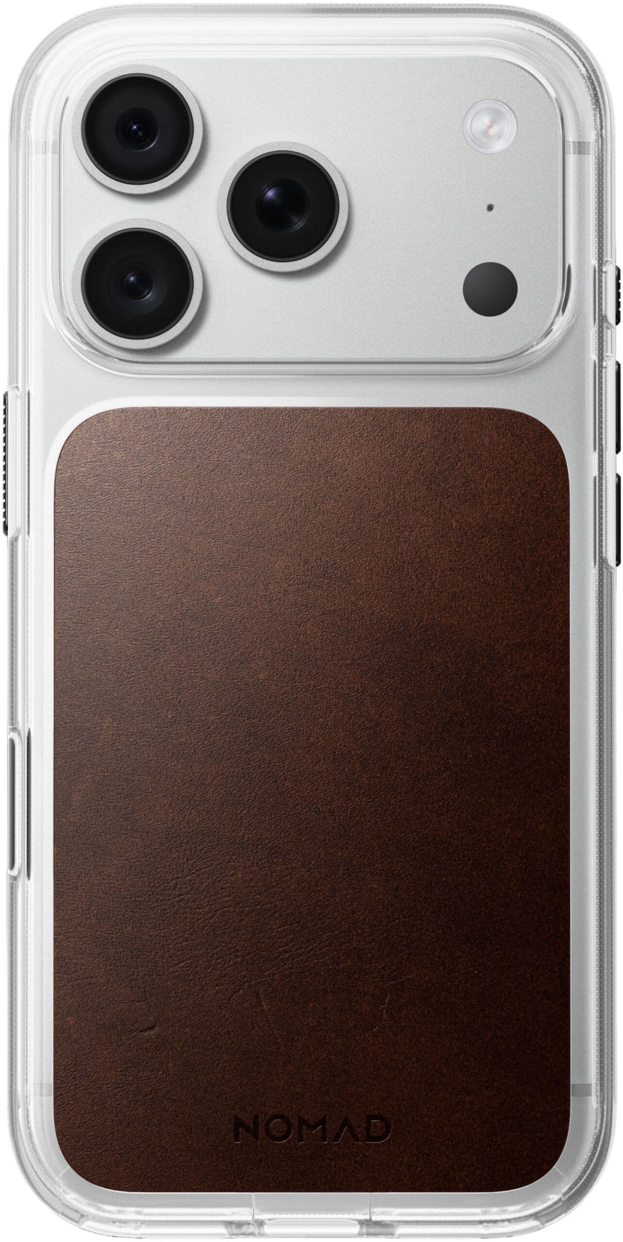 Nomad Clear Horween Leather Case (iPhone 17 Pro/18 Pro) - Mörkbrun