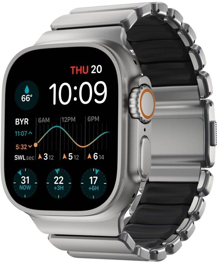 Nomad Stratos-rem (Apple Watch 49/46/45/44/42 mm) - Grå/Svart