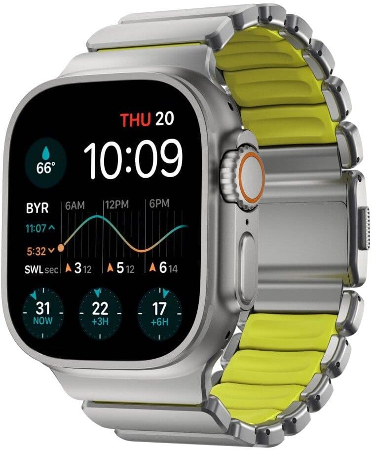 Nomad Stratos-rem (Apple Watch 49/46/45/44/42 mm) - Grå/Gul