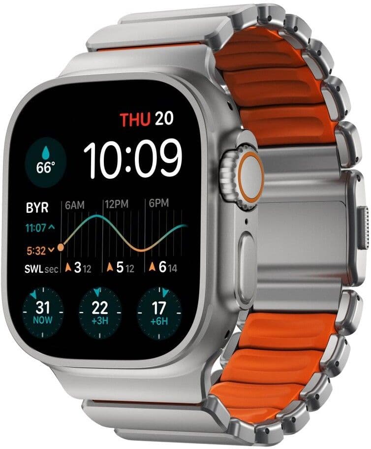 Nomad Stratos-rem (Apple Watch 49/46/45/44/42 mm) - Grå/Oransje