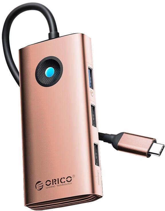 Orico PW11-6P USB-C 6-i-1 multifunksjonshub - Rose gull