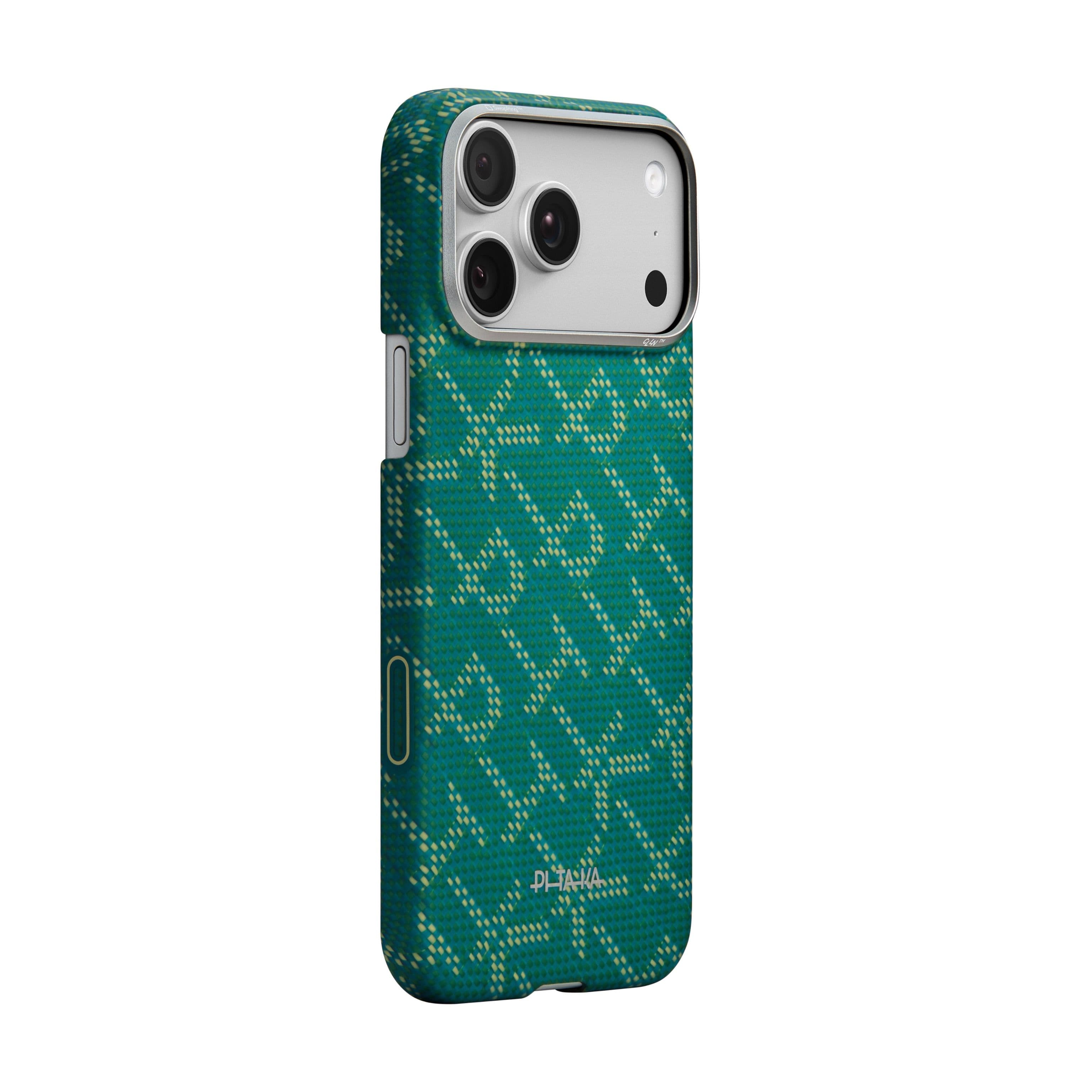 Pitaka Ultra-Slim Case (iPhone 17 Pro) - Monogram-Gold/Green