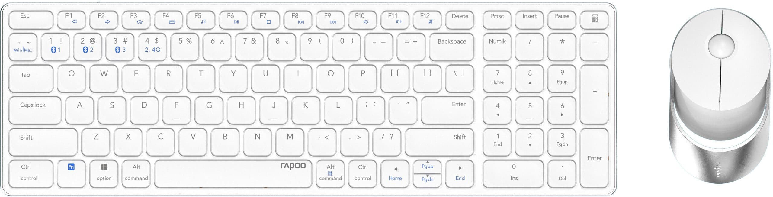 Rapoo 9750M tastatur og mus sett - Hvit