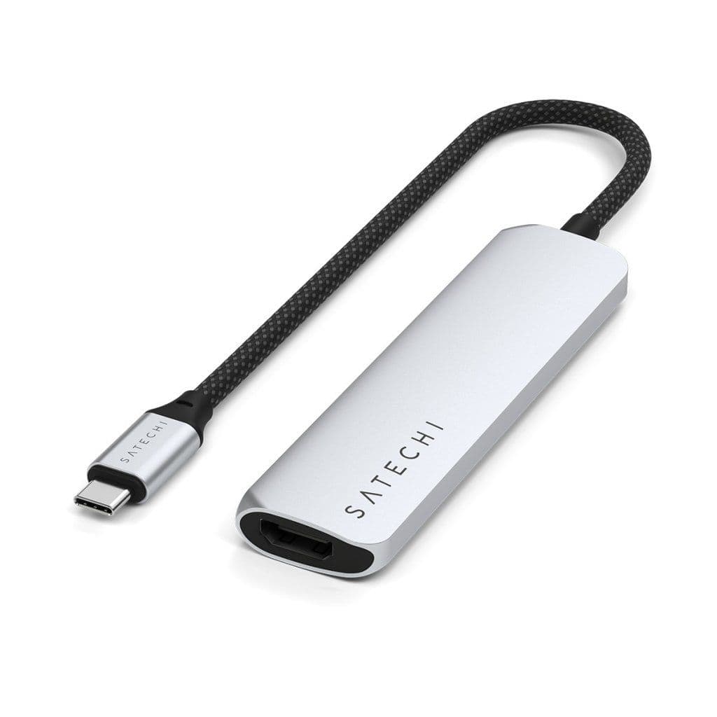 Satechi 4-i-1 USB-C Slim Multiport Adapter 4K - Sølv