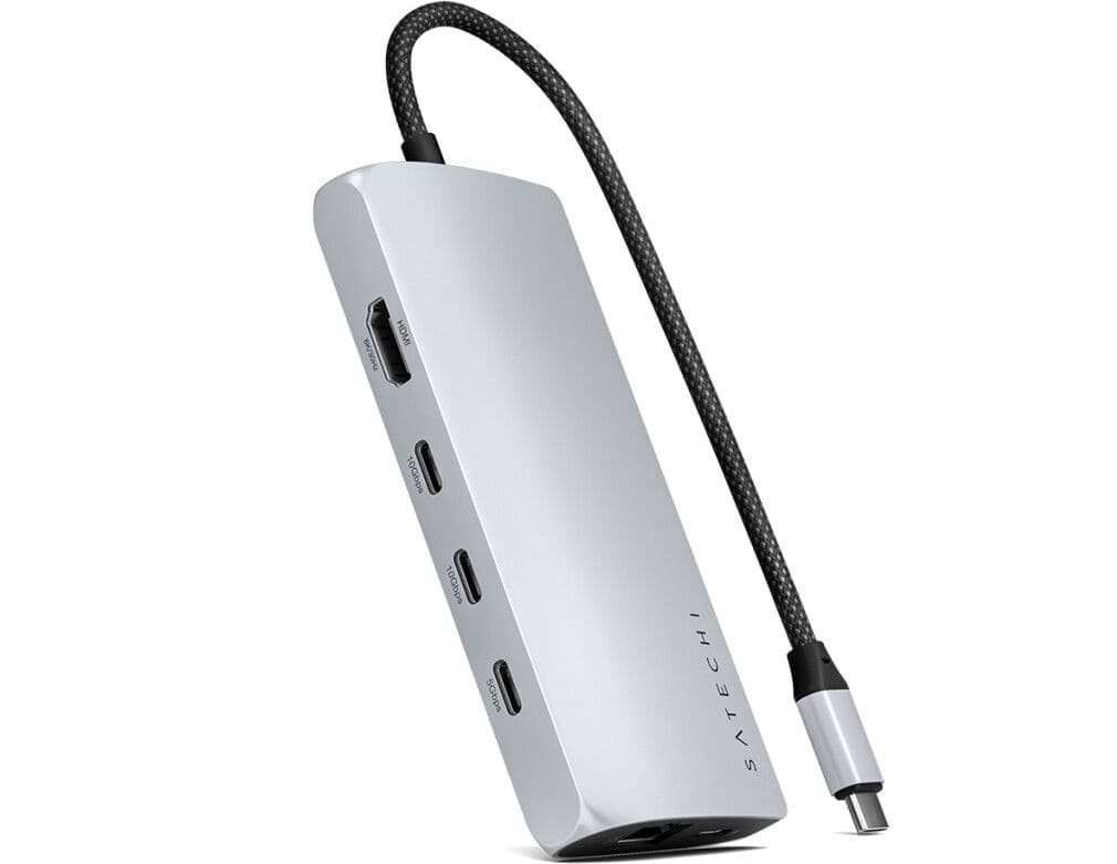 Satechi USB-C Multiport Adapter 8K med Ethernet V3 - Sølv