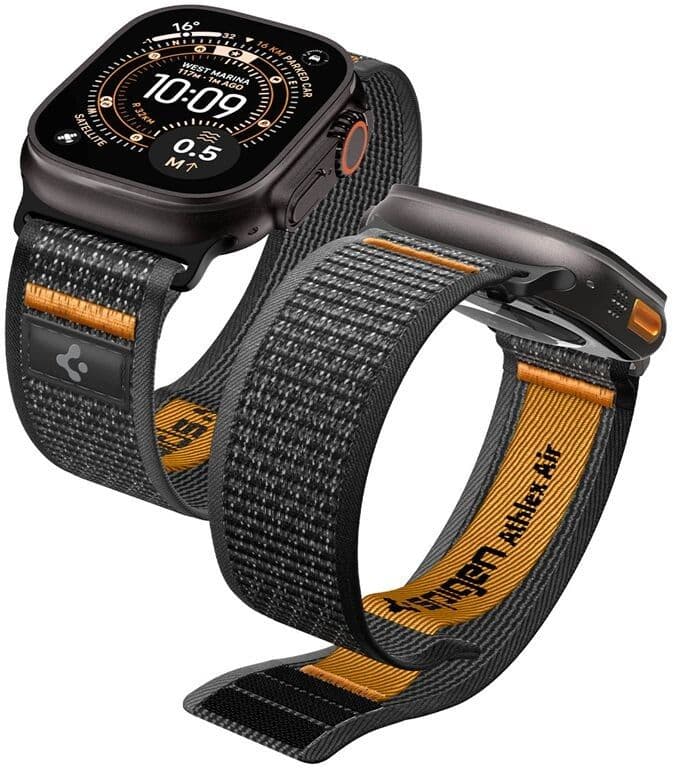 Spigen Athlex Air 2 Active Band (Apple Watch 49/46/45/44 mm) - Svart/Oransje
