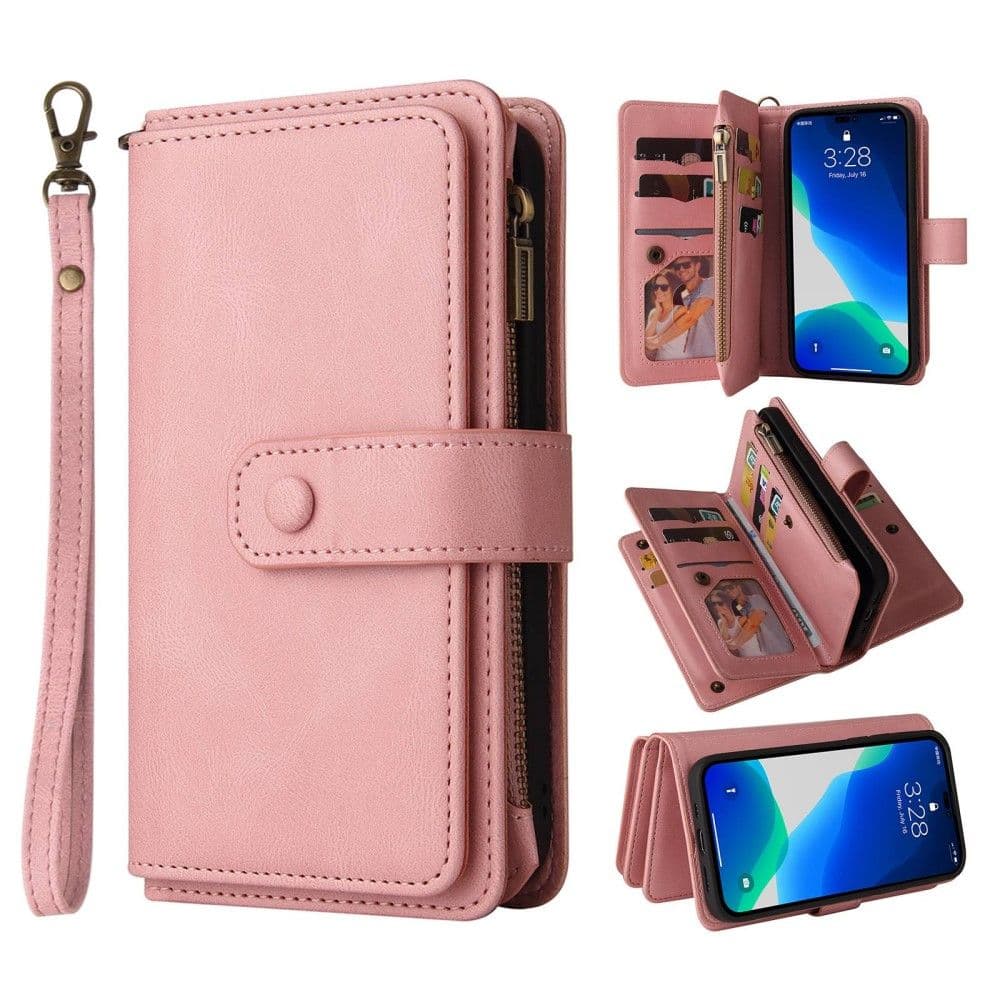 Trolsk Lommebokdeksel for 15 Kort (iPhone 14 Pro) - Rosa