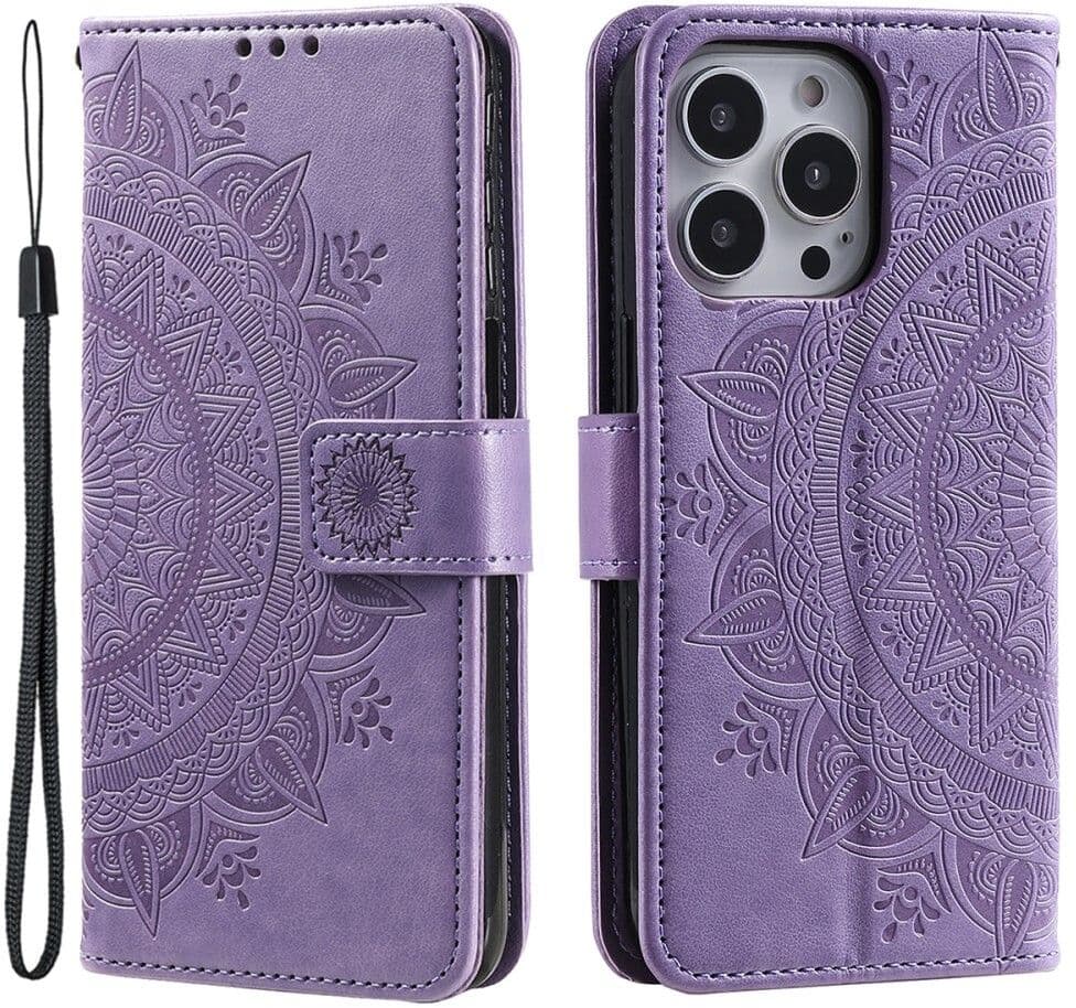 Trolsk Lommebokdeksel Mandala med Stropp (iPhone 16 Pro Max) - Lilla
