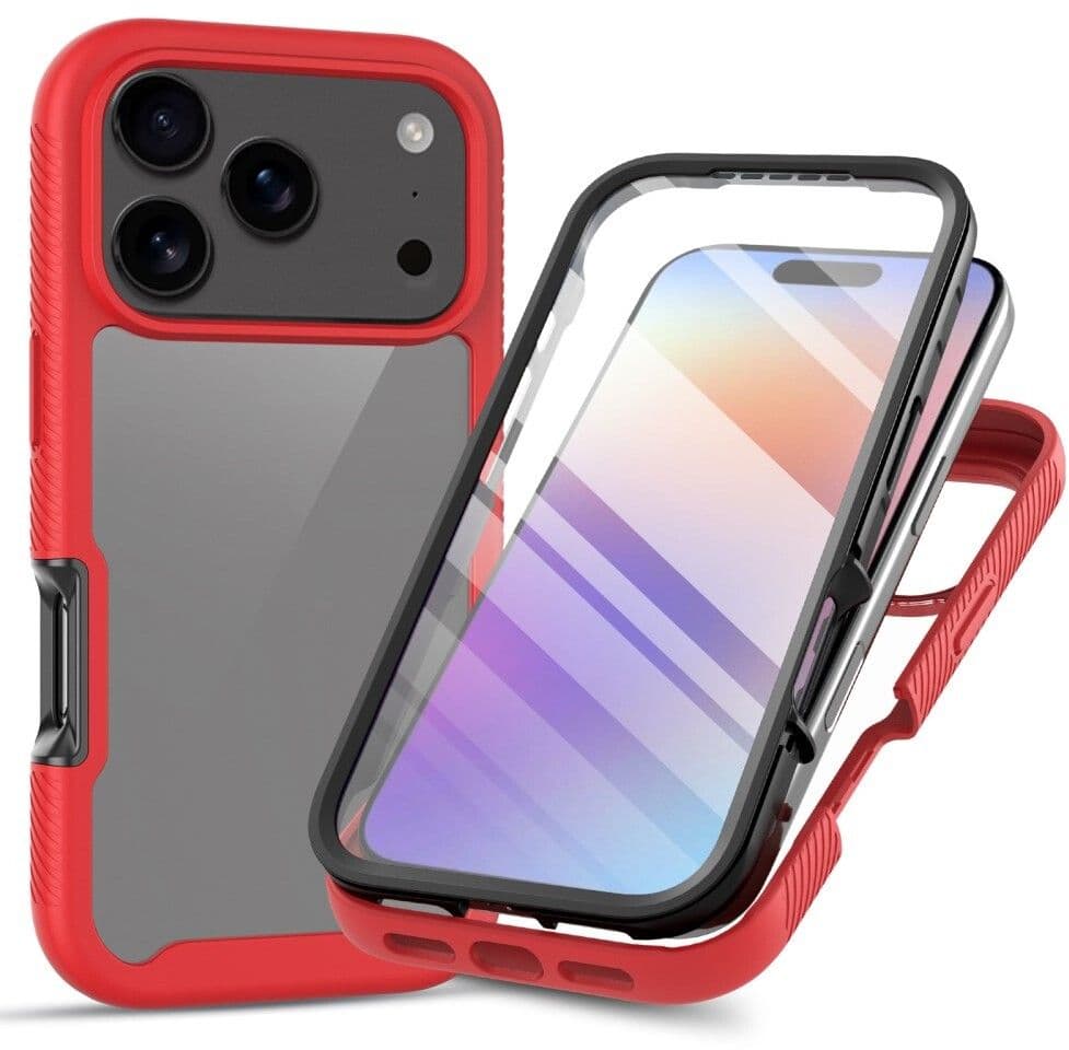 Trolsk Mobildeksel Heldekkende med Skjermbeskyttelse (iPhone 17 Pro Max/18 Pro Max) - Röd