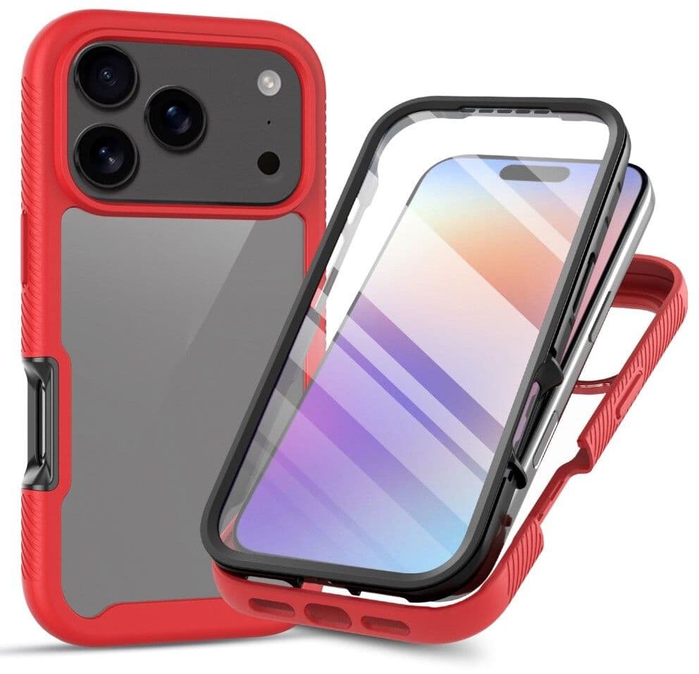Trolsk Mobildeksel Fullt dekkende med Skjermbeskyttelse (iPhone 17 Pro/18 Pro) - Röd