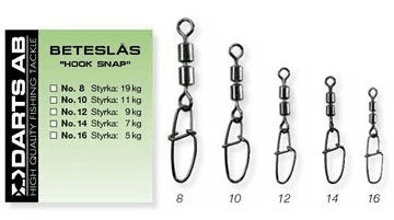 Darts Lure Locks with double Swivel "Hook Snap" (Size & Amount: #8 4pcs)