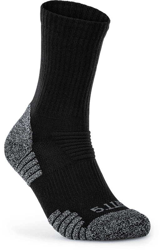 5.11 Tactical Duty Ready Ultra Crew Socks (2-Pack) (Color: Black, Size: Medium (40.5-45))