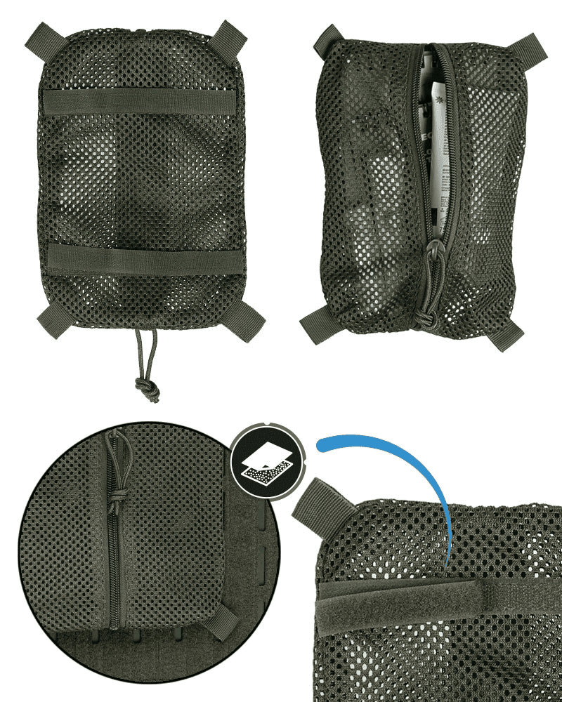 Mil-Tec Meshbag with Velcro (Color: Svart, Size: Medium)
