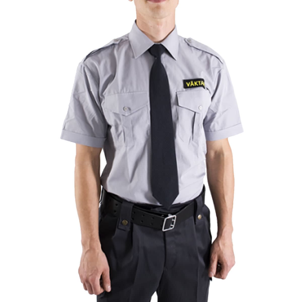 Safety-Sec Väktare Uniformsskjorta - Kort Ärm (Color: Grey, Size: Medium)