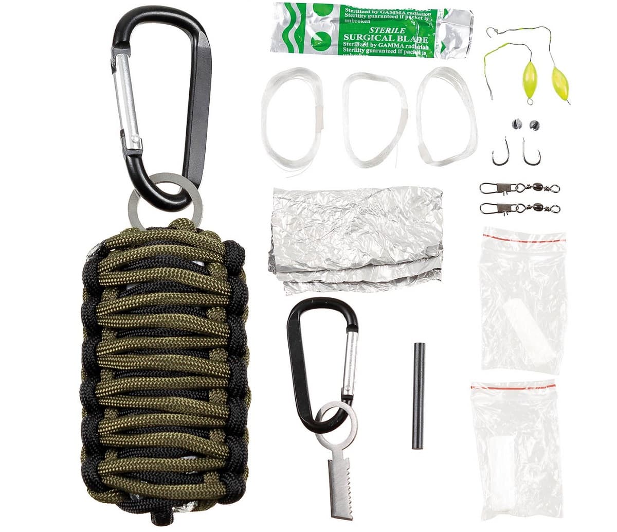 MFH Parachute Cord Survival Kit (Color: OD green/Black)
