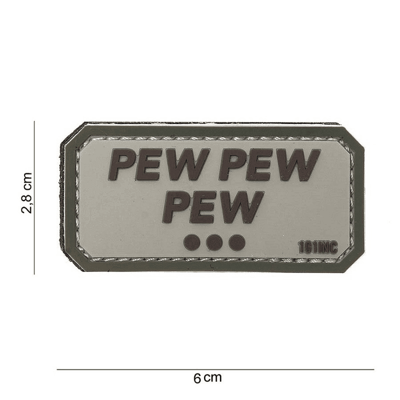 101 INC PVC Patch - Pew Pew Pew (Color: Grey)