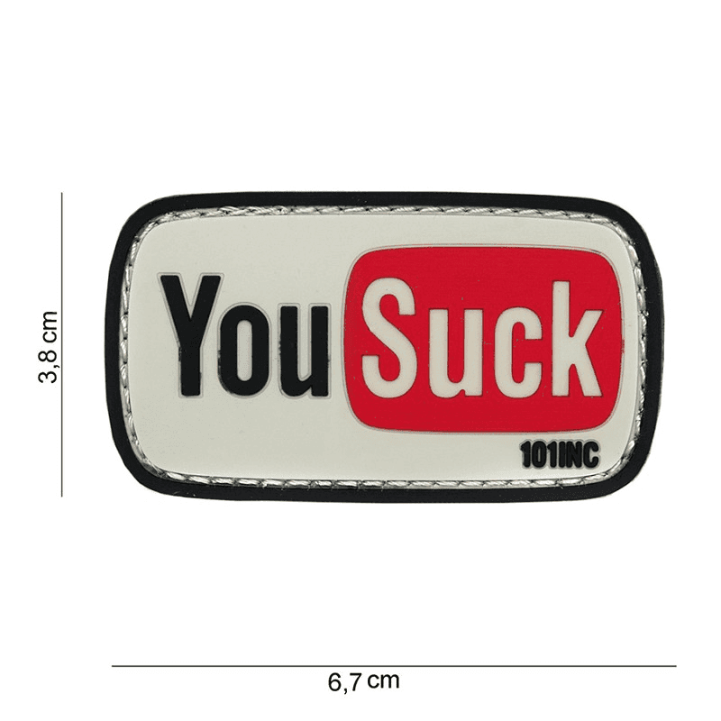 101 INC PVC Patch - You Suck (Color: White/Black)