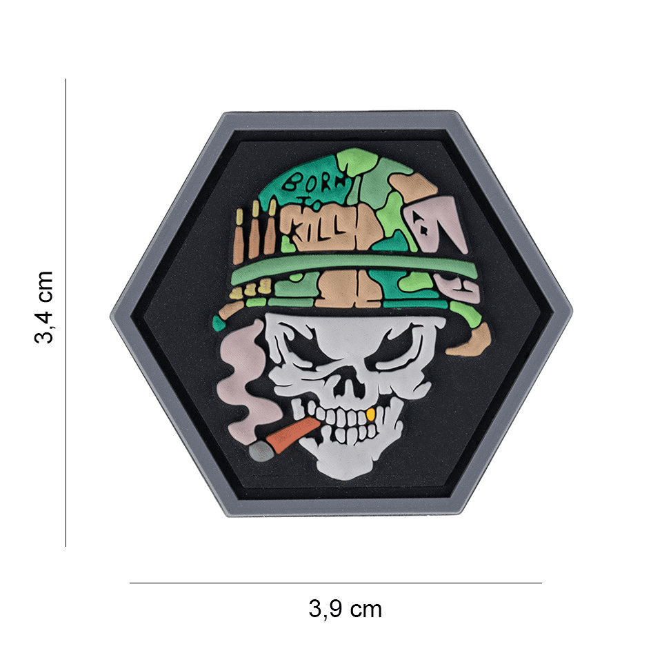 101 INC PVC Patch - Hexagon Skull Vietnam Ace