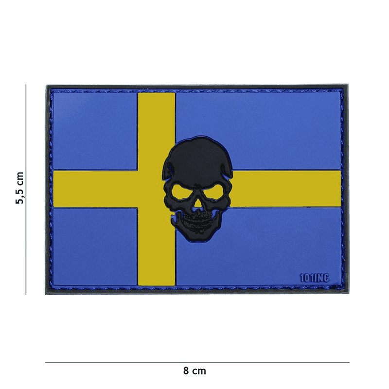 101 INC PVC Patch - Flag of Sweden + Skull