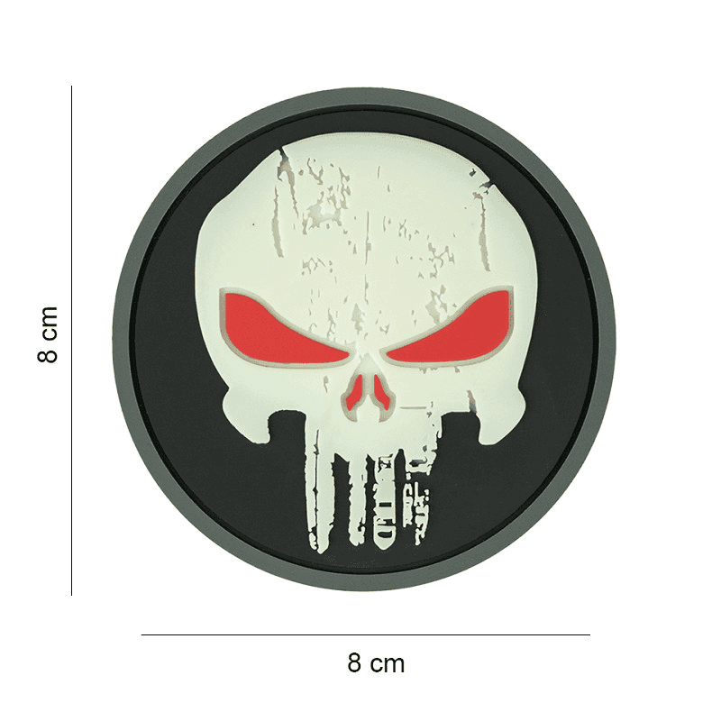 101 INC PVC Patch - Punisher Red Eyes (Color: Glow In The Dark)