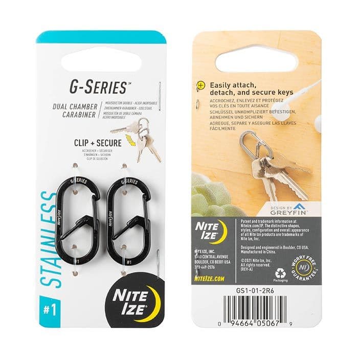 Nite Ize G-Series Dual Chamber Carabiner #1 - 2 Pack - Black