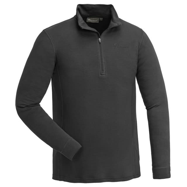 Pinewood Abisko Merino Base Layer Half Zip (Color: Black, Size: 2XL)